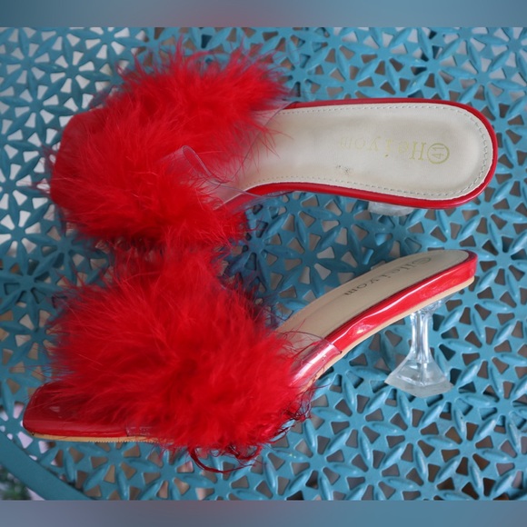 Red Feather Heels - Picture 2 of 8